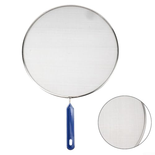 Bulevisiter Pantalla antisalpicaduras de acero inoxidable para cocina, red de aceite antisalpicaduras, cubierta de salpicaduras para freír, 4 tamaños (33 cm)