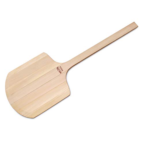 Image of New Star Foodservice 50233 Restaurant-Grade Wooden Pizza Peel, 14 inch L x 12 inch W Plate, with 22 inch L Wooden Handle, 36 inch Overall Length