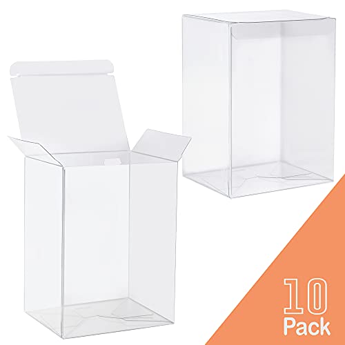 JDS Pop Protector Case for 4 Inch Funko Pop Figures (10 Pack) Strong Extra Thick Crystal Clear Heavy Duty Plastic Display Box - Perfect for Vinyl Figures & Protective Film Locking Tab 100% Recyclable