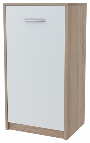 MATKAM Elegante Kommode BODO 1D, H/B/T 75 x 40 x 35 cm im modernen Design mit Regal und Tür (Sonoma Eiche-Weiß) MATKAM Elegante Kommode BODO 1D, H/B/T 75 x 40 x 35 cm im modernen Design mit Regal und Tür (Sonoma Eiche-Weiß)