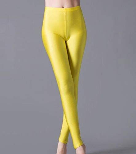 YFZCLYZAXET Hose Frauen Glänzende Hose Leggings Einfarbig Fluoreszierende Spandex Elastizität Freizeithose Glänzende Legging S K036Gold Cover