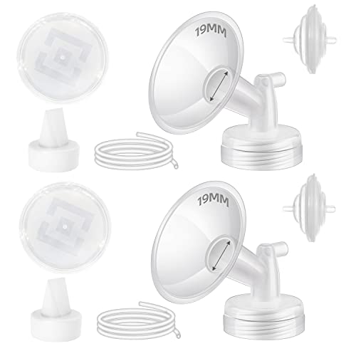 Image of Begical Pump Parts Compatible with Spectra S2 S1 9 Plus Motif Luna Amada MYA Cimilre Breastpump, Incl 19mm Flange White Valve Tubing Backflow Protector Flange Cover, Replace Original Pump Accessories