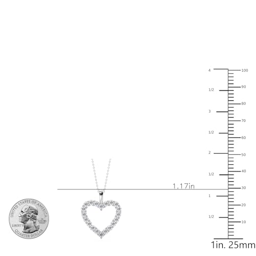 1 to 3 Carat Lab Grown Diamond Classic Heart Pendant Necklace for Women I 14k White Gold Pendant I 16 to 18 Inch Adjustable Silver Chain (E-F, VS1, cttw) I Lobster Claw Clasp2