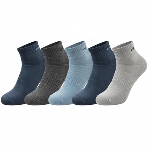 Image of Cotton Blend Mid-Ankle Socks for Men & Women | Arch Support, Reinforced Heel & Toe, Quick-Dry, Sports & Everyday Wear | Jeans Assorted Colours | Pack of 5