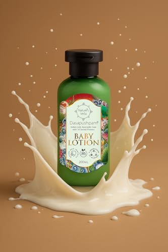 Nature's Veda Baby Lotion 300ML – Ayurvedic & Natural Newborn Moisturizer | Hypoallergenic, pH Balanced, Paraben-Free, Dermatologist-Tested Baby Skincare for Sensitive Skin
