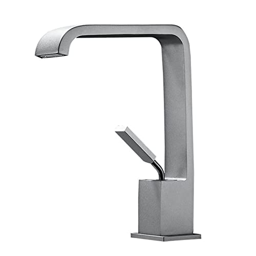 Robinet du bassin haut de gamme en laiton gris avec effet cascade durable