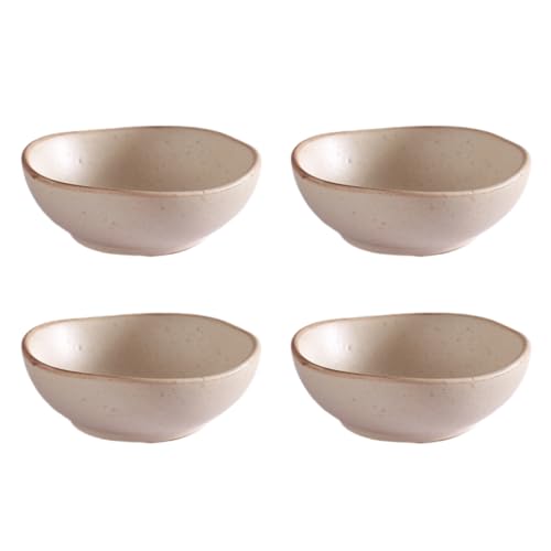 WAIT FLY Vintage Ceramic Side Dishes, Stackable Seasoning Dishes, Soy Sauce Dipping Bowls, Appetizer Plates, Dessert Bowls-Khaki