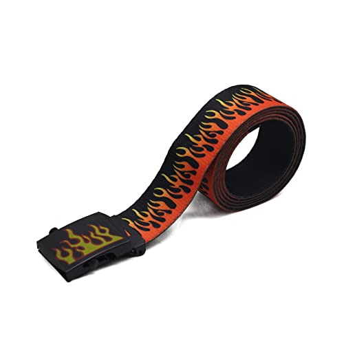 Aibearty Unisex Flame Print Nylon Webbing Belts Fashion Metal Buckle Waist Belt For Women Men Kids Jeans Shorts Pants #TOP5