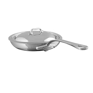 Mauviel M’Cook 5-Ply Polished Stainless Steel Frying Pan With Cast Stainless Steel Handle and Lid, 11-in, Made In France