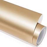 GIRAFVINYL Gold Permanent Vinyl - 12' x 6ft Satin Light Gold Vinyl Permanent Adhesive Vinyl for Crafts, Home and Car Decorations, Cup, Sign, Windows