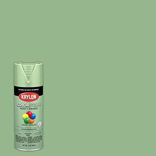 Image of Krylon K05575007 COLORmaxx Spray Paint and Primer for Indoor /Outdoor Use, Satin Pistachio 12 oz