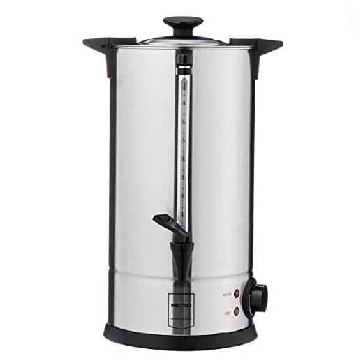 METRO Professional Wasserkocher GWB1010, auch für Glühwein, Glühweinspender, 10 Liter, 65 Tassen, 1300W, Überhitzungsschutz, Warmhaltefunktion, Kühle Außenwand, für den gewerblichen Einsatz, silber