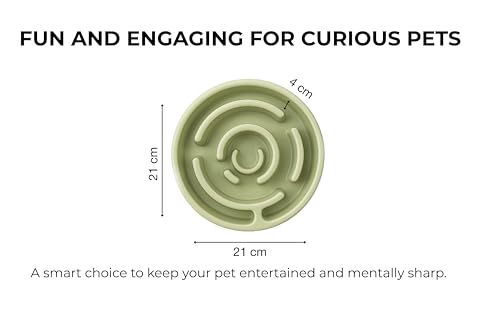 Image of Slow Feeder Bowl | Round Maze Food Bowl for Dogs and Cats | Anti Choking Puzzle Bowl | Anti Slip Interactive Feeding Dish | Durable & Easy to Clean | Anti Bloat and Aids Digestion (Green)