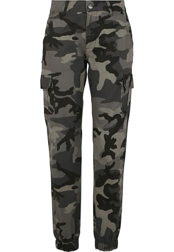 Urban Classics Ladies High Waist Cargo Pants Pantalones, Multicolor (Dark Camo 00784), 14 (Size: 29) para Mujer