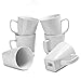 WishDeco Porcelaine Café Tasses Ensemble de 6, 400ml Céramique Mugs pour Thé Lait Eau Boisson Chaude ou Froid, Convenir au Lave-vaisselle et Micro-ondes, Lot de Blanc Fond Carré.