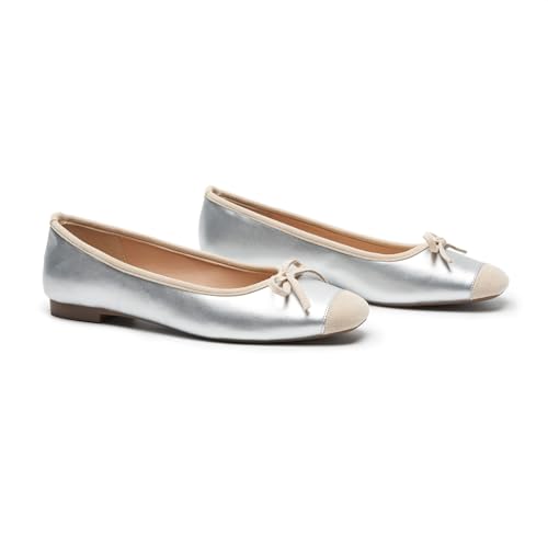 Image of C.Paravano Ballet Flats | Square Toe Shoes | Bow Slip Ons | Ballet Shoes for Women | Dressy Flats for Women