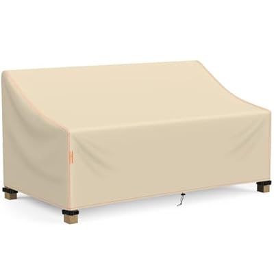 Patio Sofa Cover, 3-Seater 420D Outdoor Couch Covers Waterproof Winter, Patio Furniture Cover Loveseat, Outdoor Sofa Covers with Anti UV and No Tears, No Fading(Beige, 78" W x 34" D x 31" H)