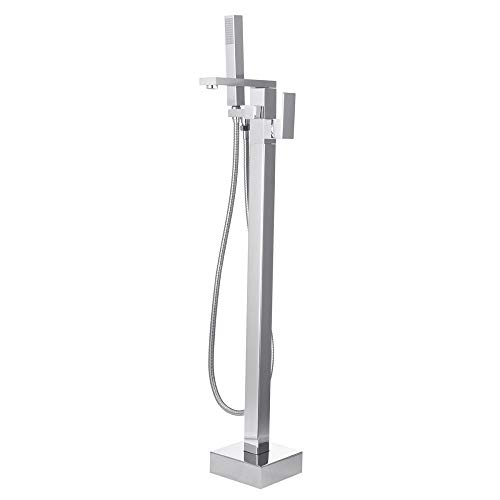 Duschset, Chrome Floor Stand Mixer Einhand-Duscharmatur Badezimmer Dusche Wasserhahn Boden Badewanne Mischbatterie Wasserhahn, Silber