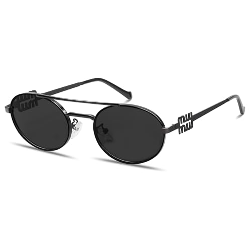 Image of Rmerom Retro Gold Metal Oval 90s Sunglasses for Women Small Chic Sunnies