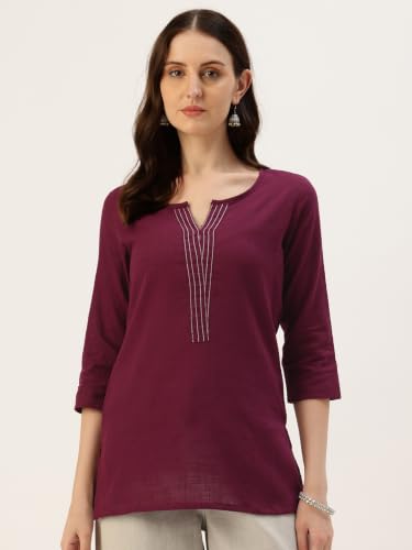 Image of Elegant Short Kurti for Women - 3 /4 Sleeves | Round Neck | (S to XXL)