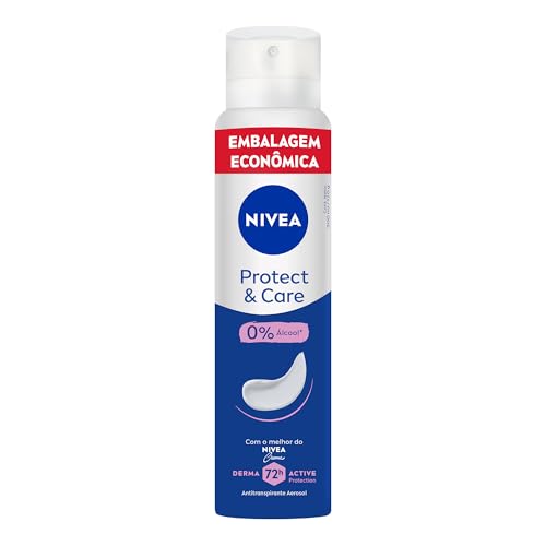 NIVEA Desodorante Antitranspirante Aerossol Protect & Care 200ml, Proteção 72h, Cuidado Suave, Axilas Protegidas