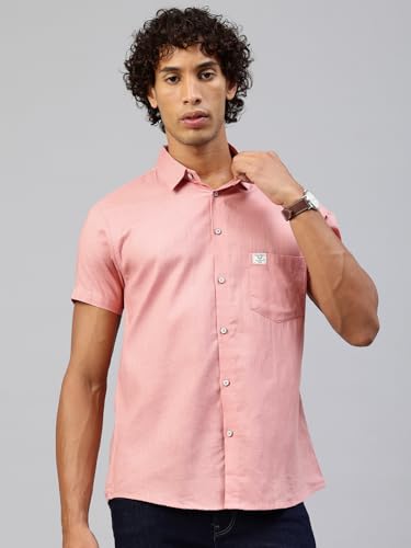 Image of Majestic Man Men Slim Fit Pure Cotton Solid Half Sleeve Casual Shirt