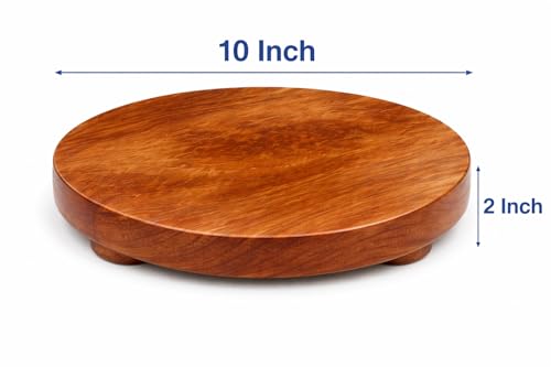 Image of Wooden Floral Design Rolling Board, Teak Wood Chakla Polpat for Roti, Chapati & Paratha Making, Durable Kitchen Chakla, 10 Inch