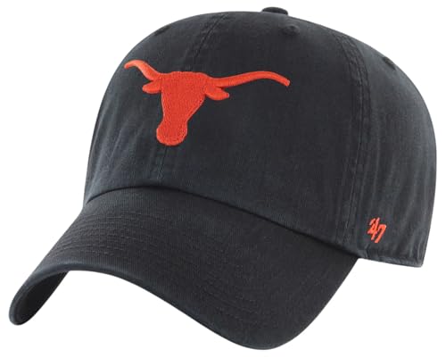 47 NCAA Unisex-Adult Clean Up Adjustable Hat Cap One Size (US Alpha One Size Texas Longhorns - Black)