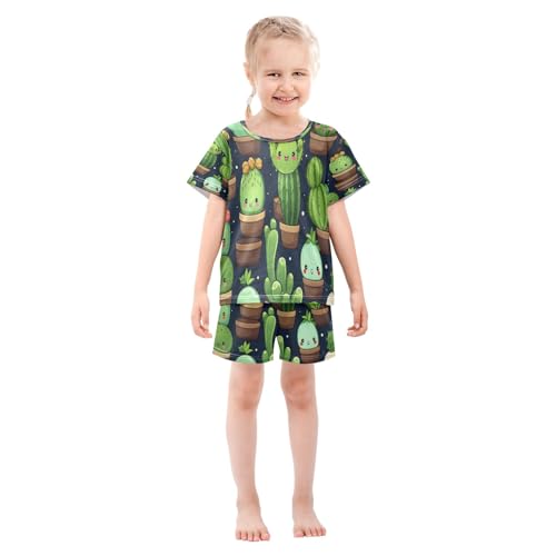 Cactus(37) Kids Pjs Set Boys Girls Summer Short-Sleeve Sleepwear Pajamas 2PCS3