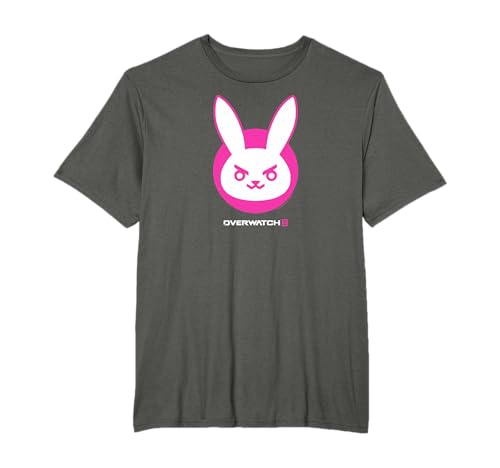 Overwatch 2 D.Va White & Pink Rabbit Center Icon Logo T-Shirt