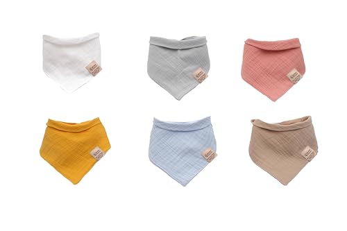 6 Stück, 100% Baumwolle, Halstücher , Sabberlätzchen mit 4 verstellbaren...