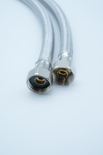 Image of 6 Inch 304 Stainless Steel Connection Pipe | Pack of 2 | Rust-Free, Leakproof Flexible Hose Pipes for Geyser, Basin & Sink, Toilet, Hot Cold Mixer Faucets | Silver | 6 Inch (15 cm)