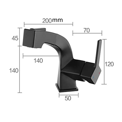 Robinet mitigeur de lavabo extractible et multifonction noir mat pour eau chaude