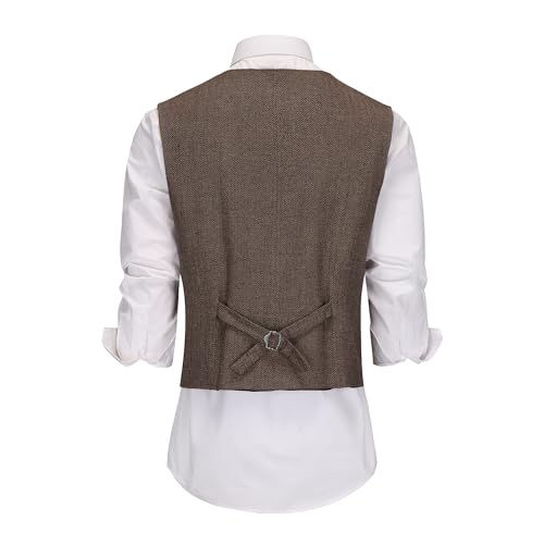 MllesReve Mens Suit Vest Herringbone Tweed V Neck Slim Fit Formal Vests Casual Business Waistcoat2