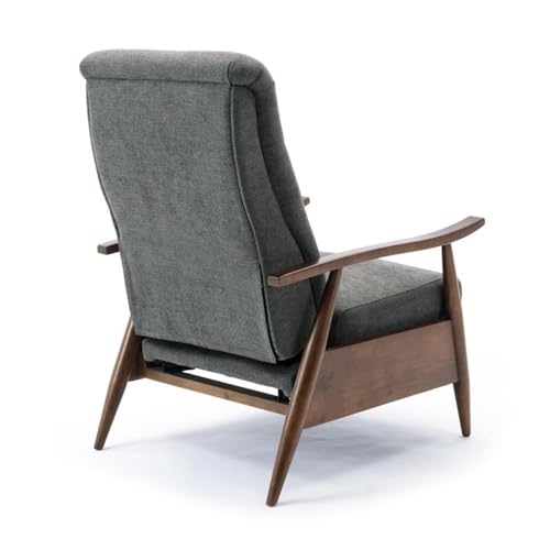 Sillón reclinable moderno gris oscuro con brazos de madera miniatura 6