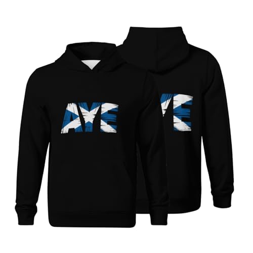 Kids Classic Distressed Style Scotland Independence AYE Boys Girls Lightweight Kangaroo Pocket Fleece Hoodies