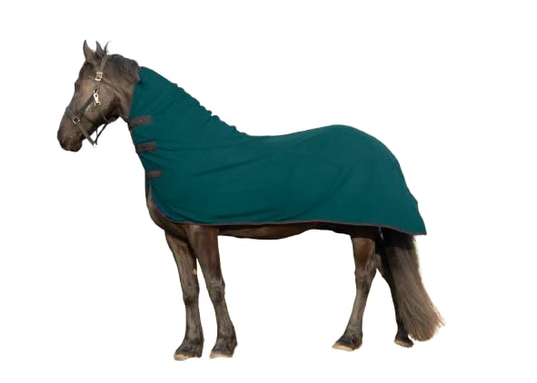 Image of RESISTANCE Fleece Contour Horse Cooler - Anti-Sweat Moisture Wicking, 3 Quick-Grip Neck Closures, Tail Cord, Durable Hemmed Edges, Polar Soft Fleece, Post-Exercise Cool Down
