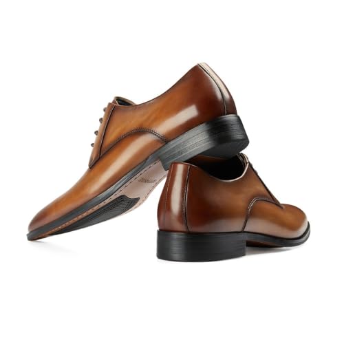 Image of GIFENNSE Men's Dress Shoes Oxford Lace-Up Leather Formal