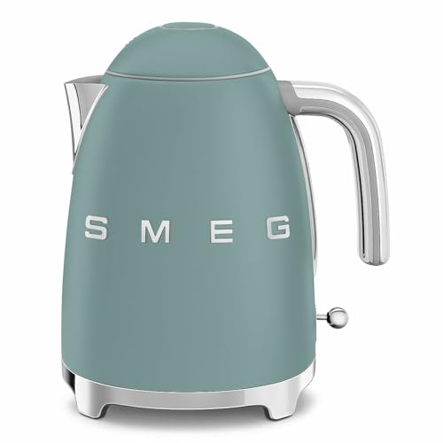 Image of SMEG KLF03 Electric Kettle 1.7L (7 Cup), Retro Hot Water Boiler for Tea & Coffee, Fast Boiling, Auto Shut-Off, Soft Open Lid, 360 Swivel Base Countertop Kettle - Matte Jade
