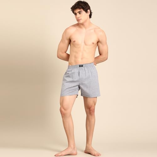 Image of Pepe Jeans Men's Cotton Boxer Shorts Relaxed Fit Striped Boxers (Pack of 2)