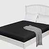Fitted Sheet Double 25cm Soft Brushed Microfiber with Satin Stripes Fade Resistant Easy Care Breathable Bed Sheets…