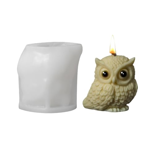 Molde de silicona para hacer velas, jabón y manualidades – Diseño realista de figura de búho, moldes de resina epoxi antiadherentes reutilizables para artesanos, artistas, decoración del hogar