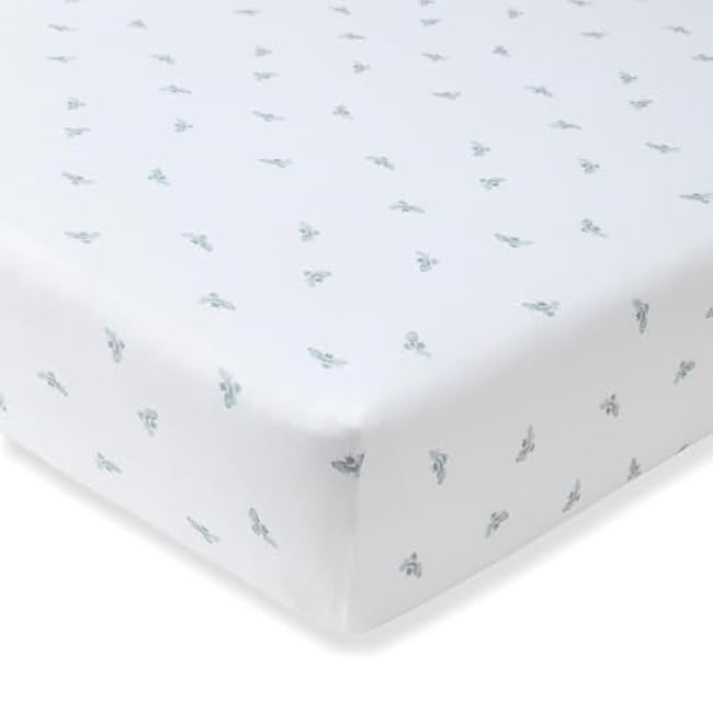 Burt's Bees Baby Essential Organic Cotton Fitted Crib Sheet, Breathable for Boy Girl Standard Crib & Toddler Mattresses