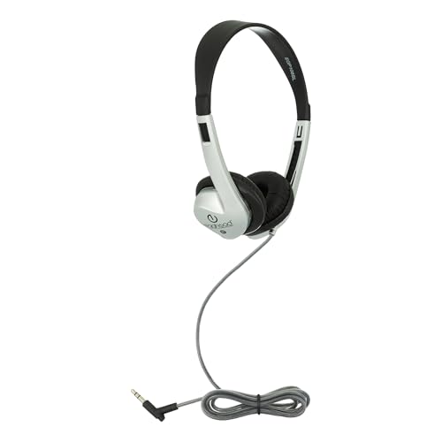 Image of Egghead Classroom Stereo Headphones with Adjustable Headband, Leatherette Ear Cushions, and Tangle-Free Cord, Ideal for School, Library, or Group Use, Pack of 20
