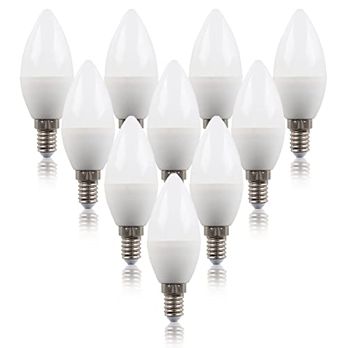 MiniSun | Thermal Plastic 4W High Power LED SES E14 Candle Bulbs | LED Bulbs, Home Décor & Improvement Essential | Pack of 10 | Includes Bulb [6500K Cool White]