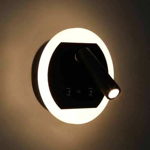 Image of Facon 12V RV Wall Sconce Reading Light with w /18W USB-C Fast Charger, 270 Rotatable Spot Lights with Independent Switches, RV Interior Light for Bedroom, Camper, Trailer, Tiny Homes