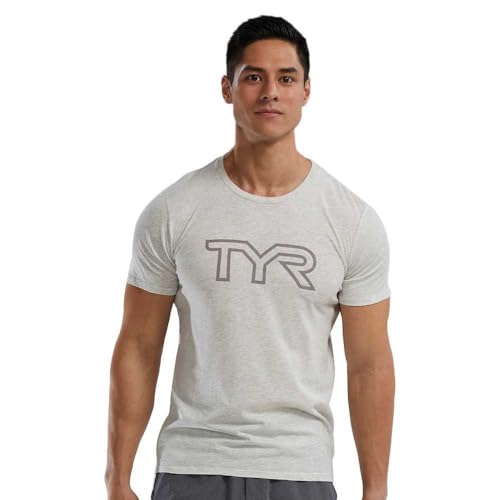 TYR Ultrasoft Lightweight Short Sleeve Big Logo Tech Tee T-Shirt Tri LG UX, Erica di Cenere, L Unisex-Adulto