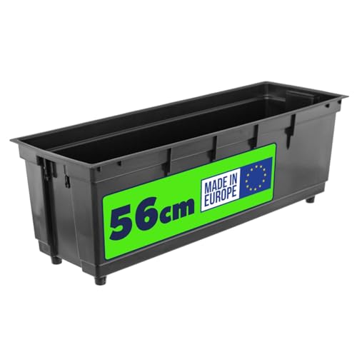 KADAX Einsatz 56cm für Blumenkasten, schwarzer Pflanzeinsatz aus Kunststoff, Kunststoffeinsatz für Balkonkasten & Pflanzkasten, Pflanzkübeleinsatz, Innentopf (56,5 x 19 cm)