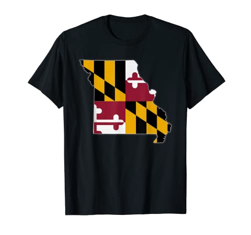 MISSOURI STATE MAP MARYLAND MD Flag Roots Uomini Donne Regalo Maglietta