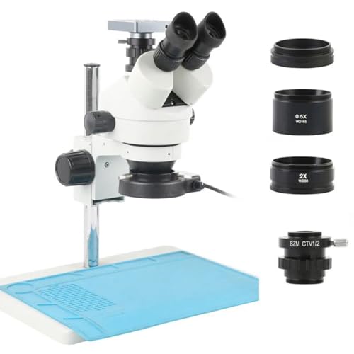 ラボ用顕微鏡アクセサリー 8.3MP 4k 1080P HDMI USB ビデオカメラ 3.5X-90X サイマル焦点ステレオ三眼顕微鏡セット PCB BGA CPU チップはんだ修理に適合(F)